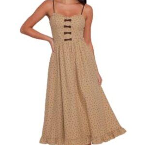 Robbins Bow Floral Print Sleeveless Maxi Dress